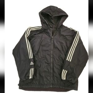 Vintage Adidas Reversible Puff Windbreaker Jacket XL Coat Y2K Hood Streetwear